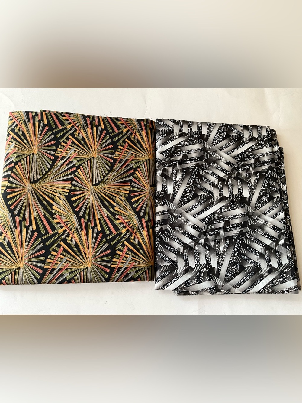 Quilting Sewing Fabric Lot Cotton Geometric Multicolor Black Silver Green Gold